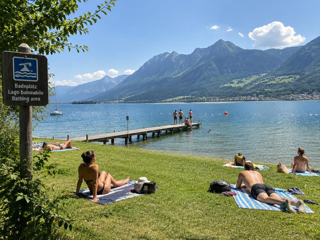 Badesee mit Liegewiese und Steg