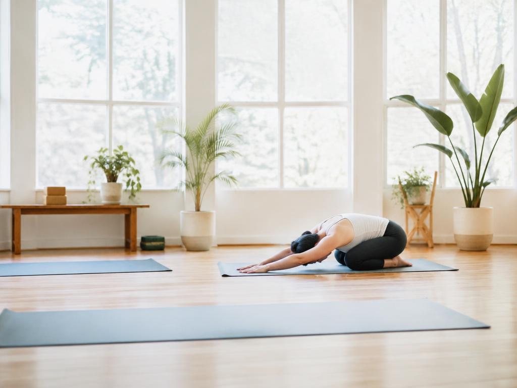 Helles Yogastudio mit Matten
